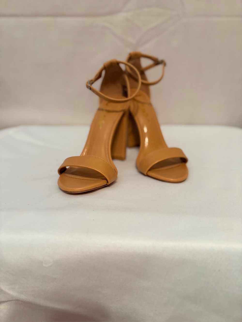 Lulus Taylor Camel Ankle Strap Heels tan chunky block heel